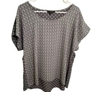 Alfani Scoop Neck Blouse Gray White Geometric
